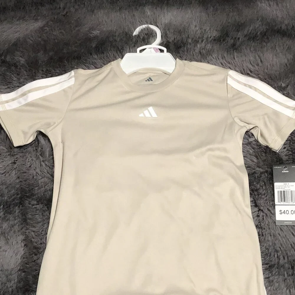 Adidas Boy's T-Shirt & Short Set, 2-Piece, Size 6, Natural/Black, Lightweight